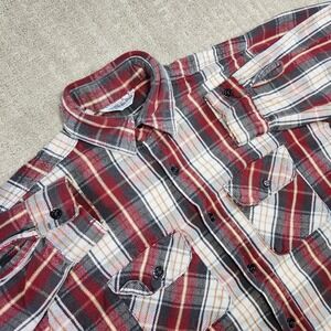 Vintage Five Brother Flannel Shirt Men Large Heavy Cotton Plaid USA Made 70s 80s